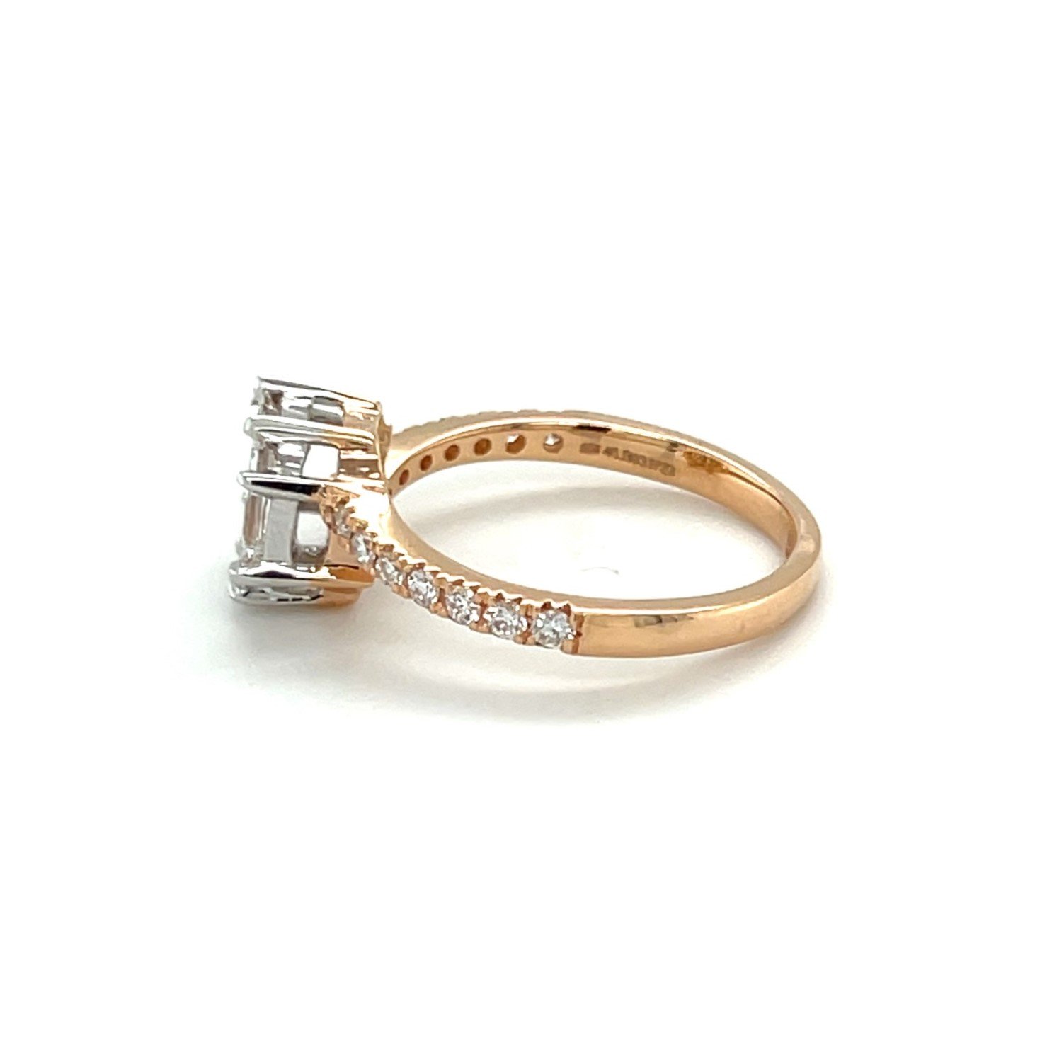 Twisted Emerald-Cut Diamond Ring in Rose Gold